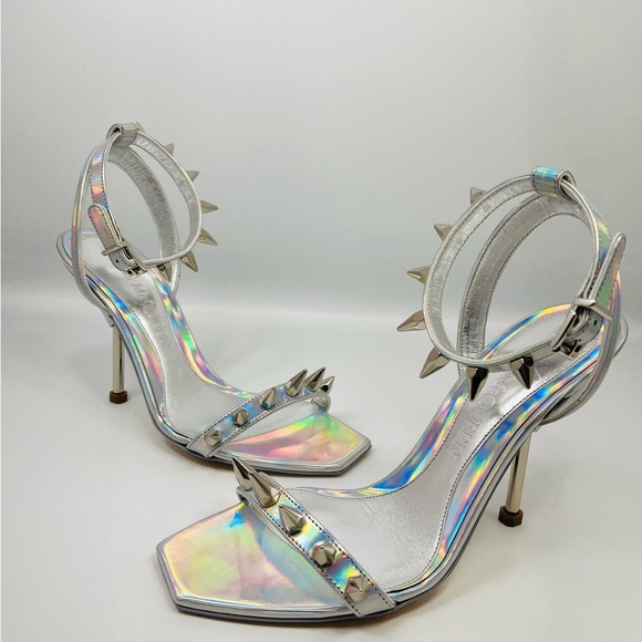 Alexander McQueen Punk Stud Metallic Ankle-Strap Sandals